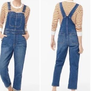 J.Crew Re-Imagined Denim Overalls Medium Wash Blue Straight Leg Womens Size M
